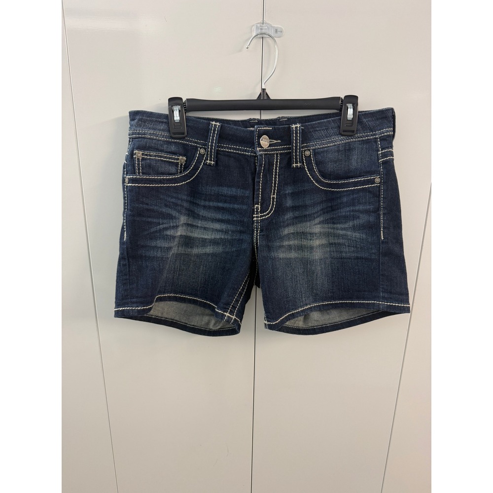 BKE Payton Dark Wash Denim Shorts Contrast Stitch Size 29